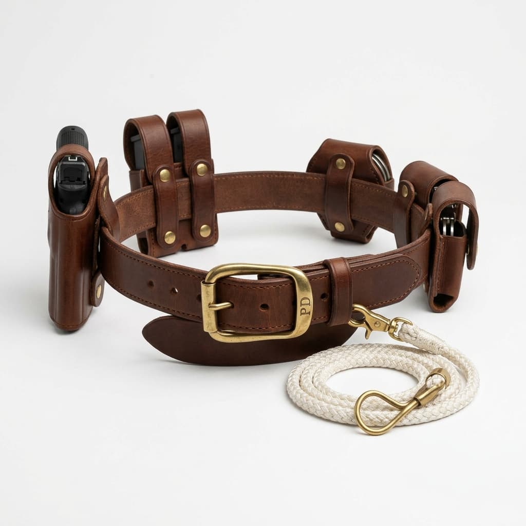 Leather Sam Browne Duty Belt & Lanyard
