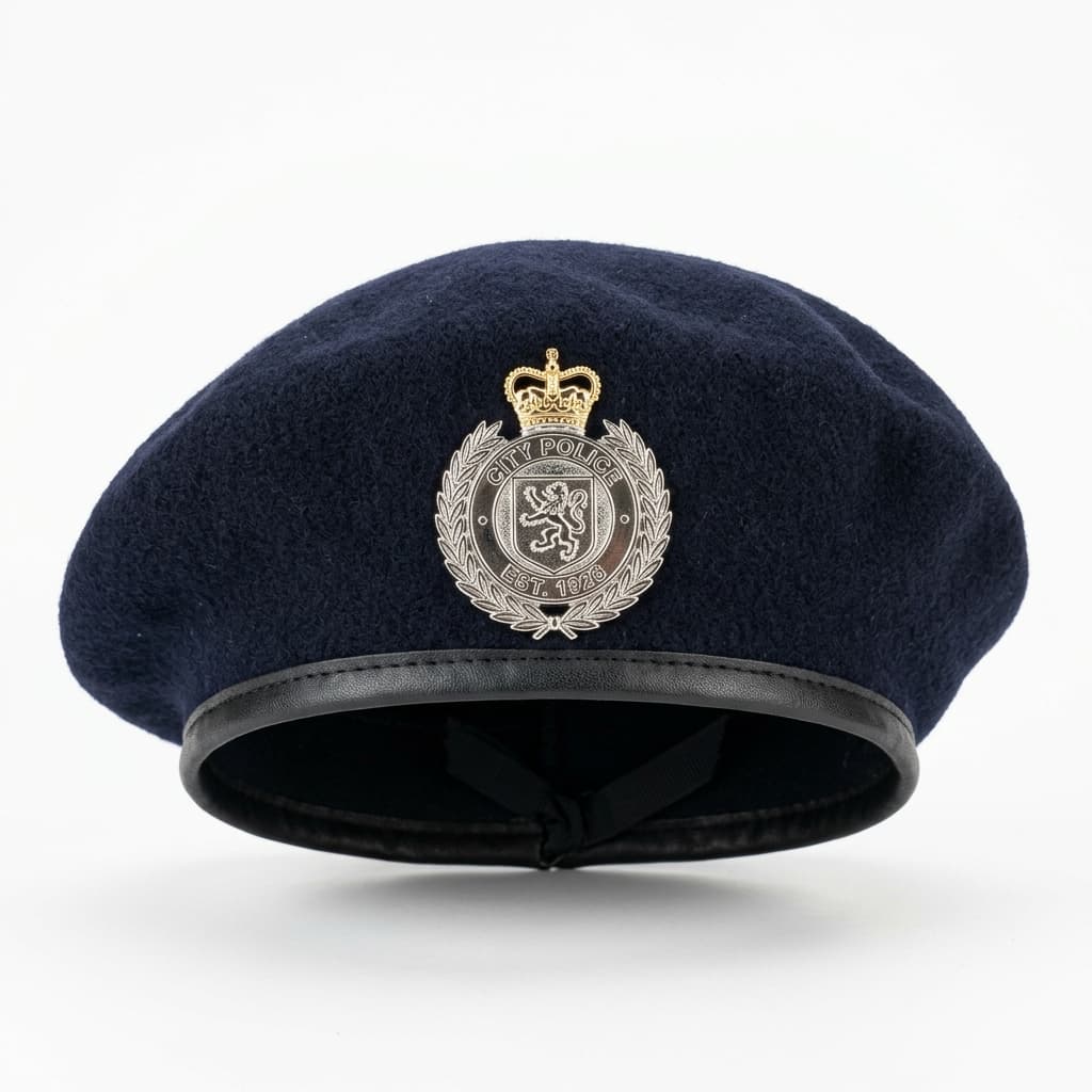 Woolen Beret Cap with Leather Band